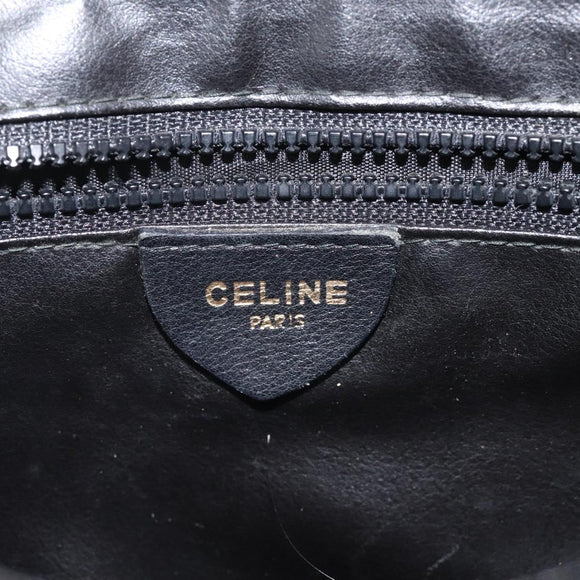 CELINE Shoulder Bag Leather Black Gold Auth BA1801