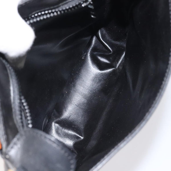 CELINE Shoulder Bag Leather Black Gold Auth BA1801