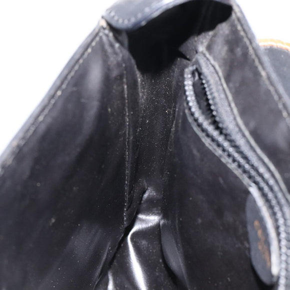 CELINE Shoulder Bag Leather Black Gold Auth BA1801