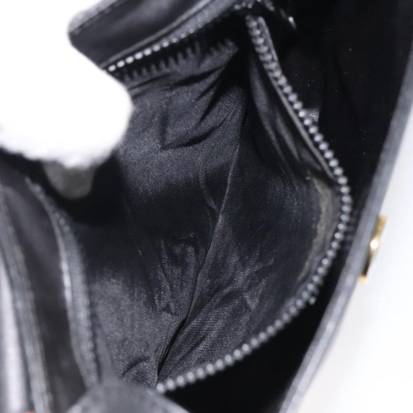 CELINE Shoulder Bag Leather Black Gold Auth BA1801