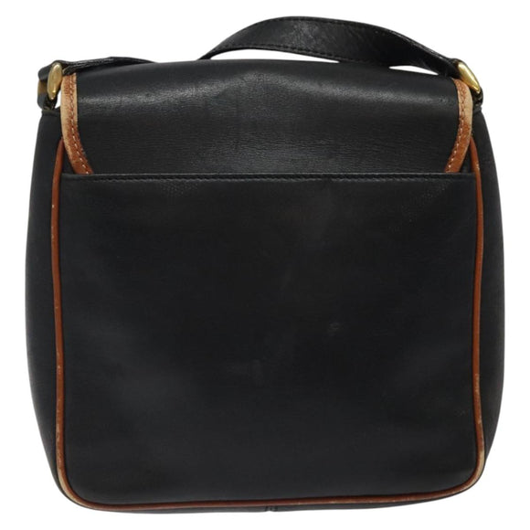 CELINE Shoulder Bag Leather Black Gold Auth BA1801