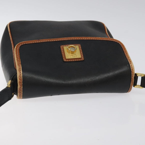 CELINE Shoulder Bag Leather Black Gold Auth BA1801