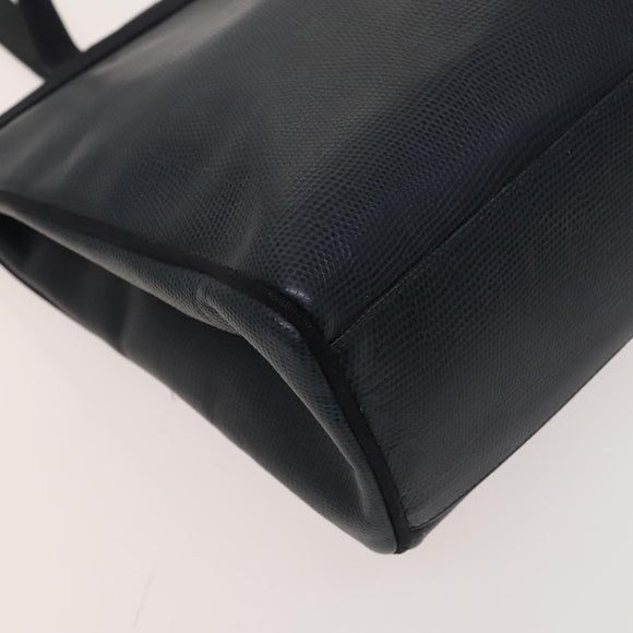 Salvatore Ferragamo Tote Bag Leather Embossed Navy Gold Auth BA1802