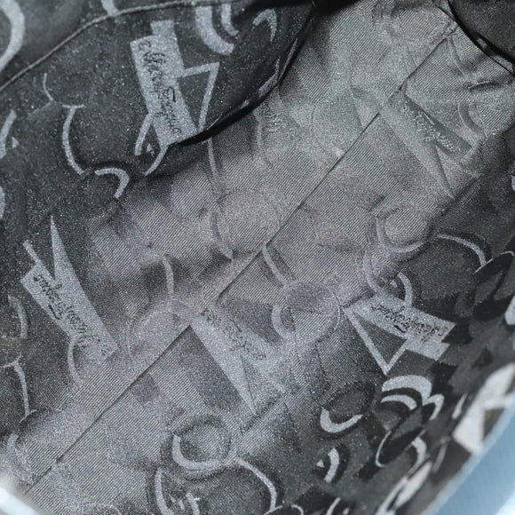 Salvatore Ferragamo Tote Bag Leather Embossed Navy Gold Auth BA1802