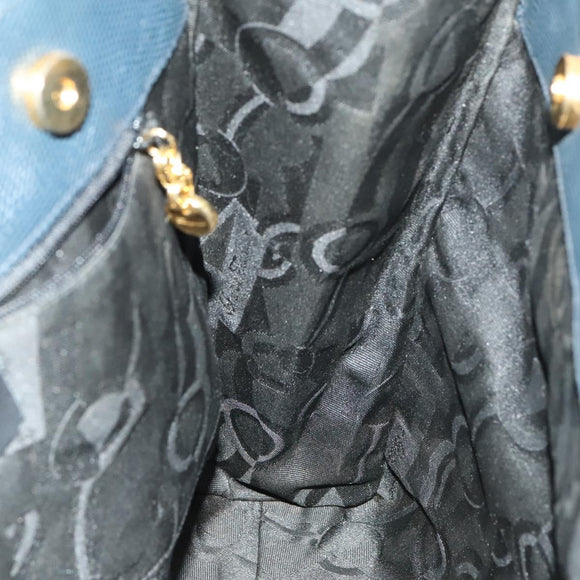 Salvatore Ferragamo Tote Bag Leather Embossed Navy Gold Auth BA1802