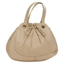 BVLGARI Tote Bag Leather Beige Gold Auth BA1803-1