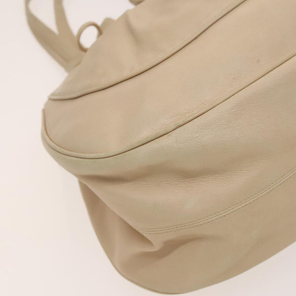 BVLGARI Tote Bag Leather Beige Gold Auth BA1803