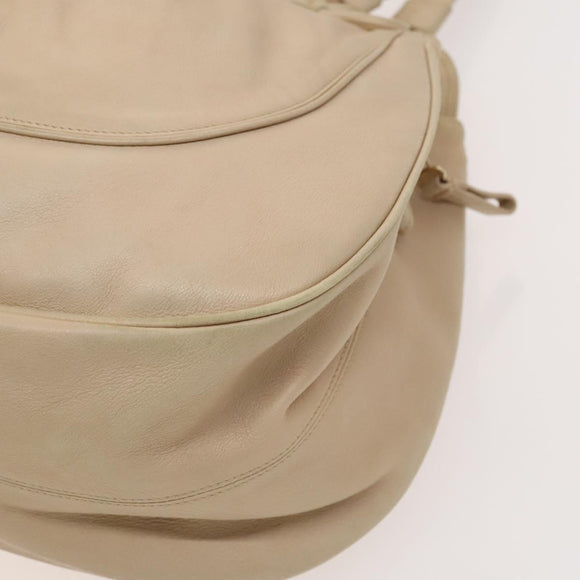 BVLGARI Tote Bag Leather Beige Gold Auth BA1803