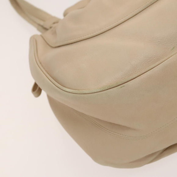 BVLGARI Tote Bag Leather Beige Gold Auth BA1803