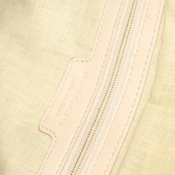 BVLGARI Tote Bag Leather Beige Gold Auth BA1803