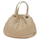 BVLGARI Tote Bag Leather Beige Gold Auth BA1803-13