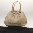 BVLGARI Tote Bag Leather Beige Gold Auth BA1803-12