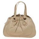 BVLGARI Tote Bag Leather Beige Gold Auth BA1803-2