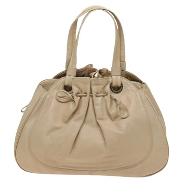 BVLGARI Tote Bag Leather Beige Gold Auth BA1803 - 0