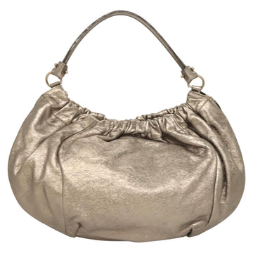 Salvatore Ferragamo Vala Shoulder Bag Leather Champagne Gold Auth BA1804 - 0