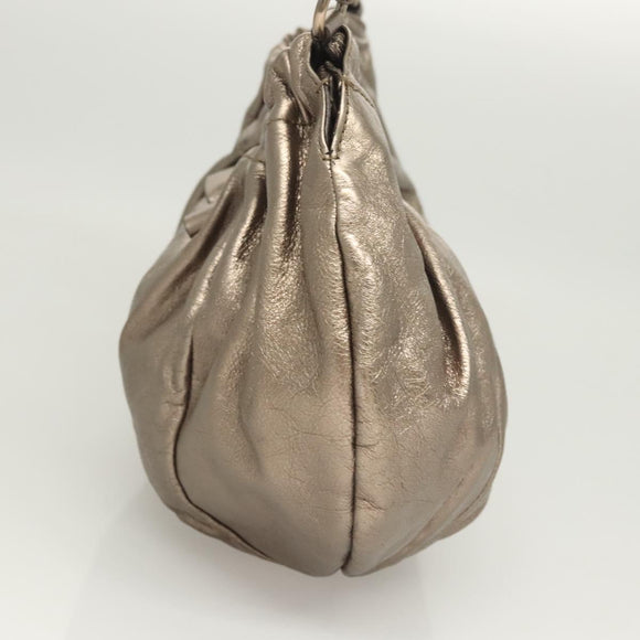 Salvatore Ferragamo Vala Shoulder Bag Leather Champagne Gold Auth BA1804