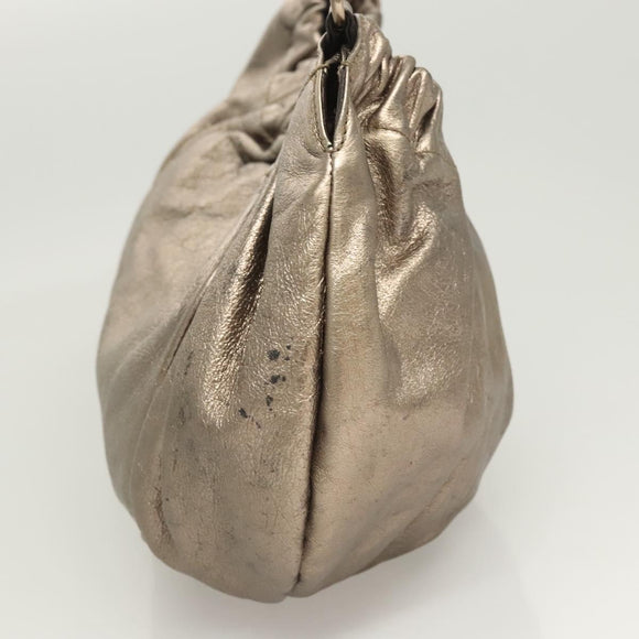 Salvatore Ferragamo Vala Shoulder Bag Leather Champagne Gold Auth BA1804