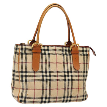 BURBERRY Nova Check Tote Bag Canvas Beige Auth BA1808
