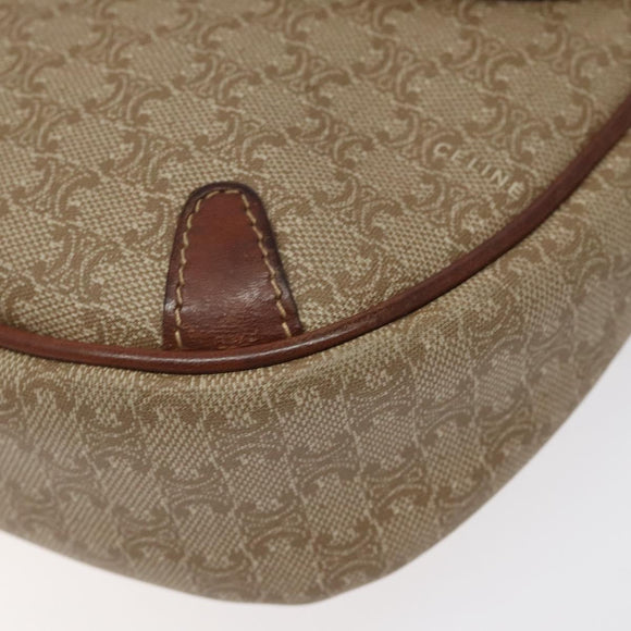 CELINE Macadam Canvas Shoulder Bag Beige Gold Auth BA1813