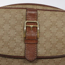 CELINE Macadam Canvas Shoulder Bag Beige Gold Auth BA1813-18