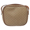 CELINE Macadam Canvas Shoulder Bag Beige Gold Auth BA1813-2