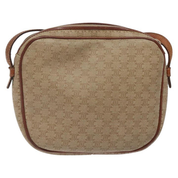 CELINE Macadam Canvas Shoulder Bag Beige Gold Auth BA1813 - 0