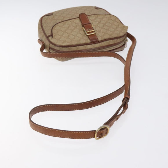 CELINE Macadam Canvas Shoulder Bag Beige Gold Auth BA1813