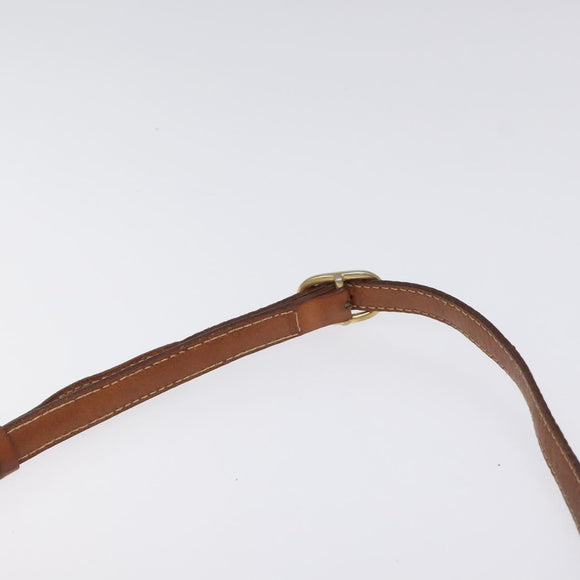 CELINE Macadam Canvas Shoulder Bag Beige Gold Auth BA1813