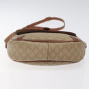 CELINE Macadam Canvas Shoulder Bag Beige Gold Auth BA1813-5