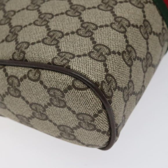 GUCCI GG Supreme Web Sherry Line Clutch Bag PVC Beige Red Green Auth BA1822