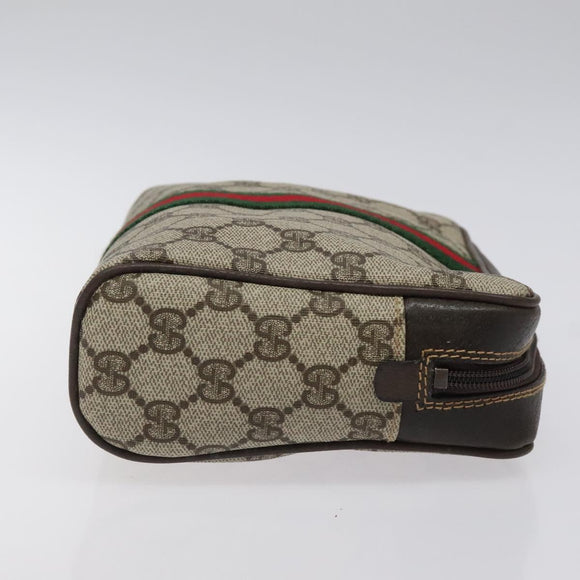 GUCCI GG Supreme Web Sherry Line Clutch Bag PVC Beige Red Green Auth BA1822