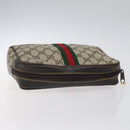 GUCCI GG Supreme Web Sherry Line Clutch Bag PVC Beige Red Green Auth BA1822-5