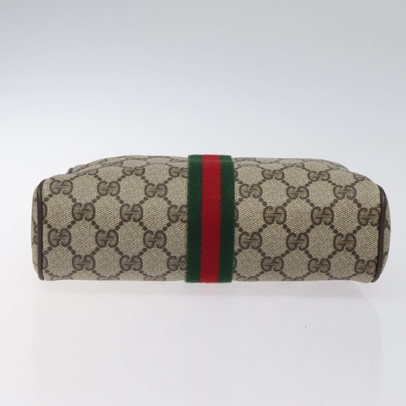 GUCCI GG Supreme Web Sherry Line Clutch Bag PVC Beige Red Green Auth BA1822
