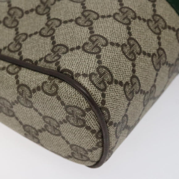 GUCCI GG Supreme Web Sherry Line Clutch Bag PVC Beige Red Green Auth BA1822