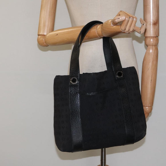 BVLGARI Logo Mania Hand Bag Canvas Black Auth BA1827