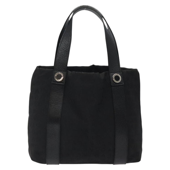 BVLGARI Logo Mania Hand Bag Canvas Black Auth BA1827