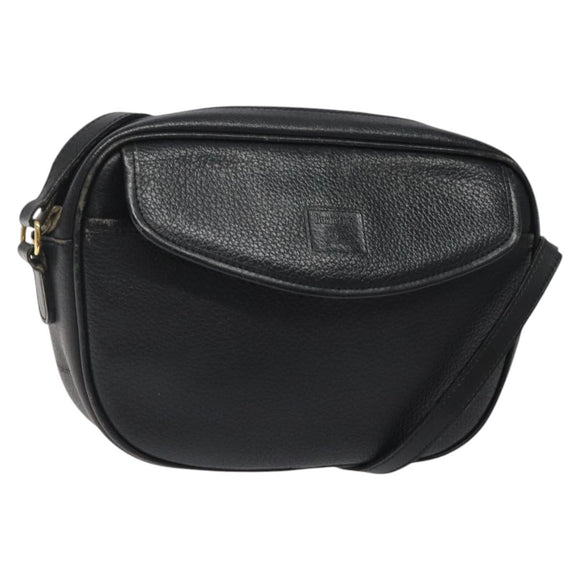 Burberrys Shoulder Bag Leather Black Gold Auth BA1828