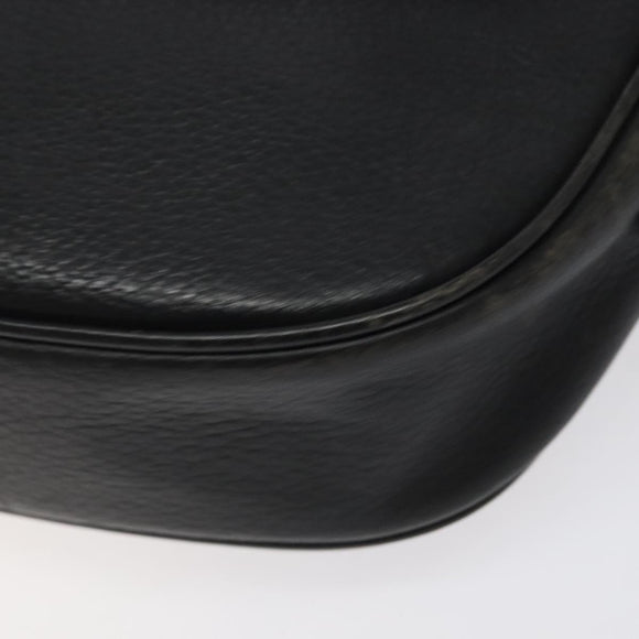 Burberrys Shoulder Bag Leather Black Gold Auth BA1828