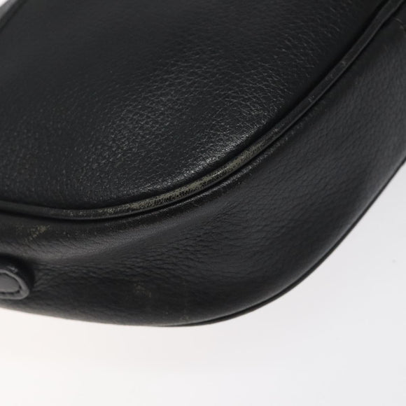 Burberrys Shoulder Bag Leather Black Gold Auth BA1828