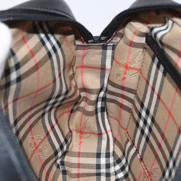 Burberrys Shoulder Bag Leather Black Gold Auth BA1828