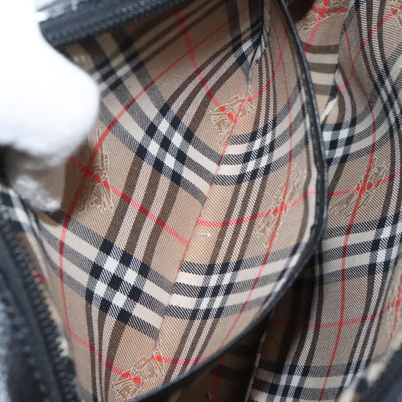 Burberrys Shoulder Bag Leather Black Gold Auth BA1828