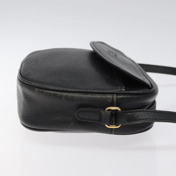Burberrys Shoulder Bag Leather Black Gold Auth BA1828