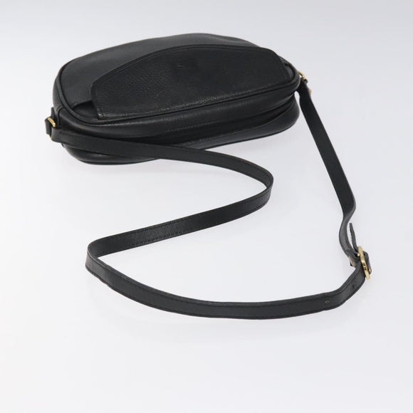 Burberrys Shoulder Bag Leather Black Gold Auth BA1828