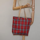 BURBERRY Nova Check Tote Bag Nylon Red Auth BA1829-19
