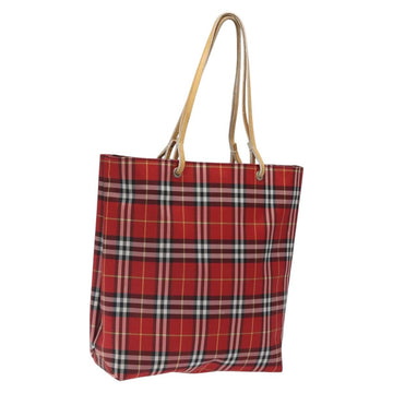 BURBERRY Nova Check Tote Bag Nylon Red Auth BA1829