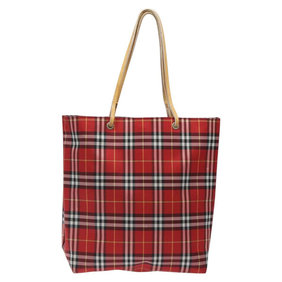 BURBERRY Nova Check Tote Bag Nylon Red Auth BA1829