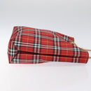 BURBERRY Nova Check Tote Bag Nylon Red Auth BA1829-3