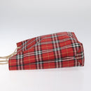 BURBERRY Nova Check Tote Bag Nylon Red Auth BA1829-4