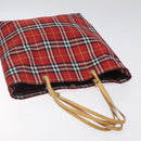 BURBERRY Nova Check Tote Bag Nylon Red Auth BA1829-6