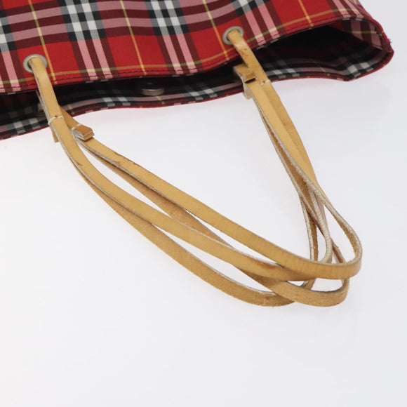 BURBERRY Nova Check Tote Bag Nylon Red Auth BA1829